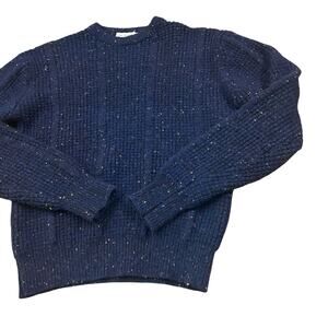 Vintage McGregor Navy Donegal Fleck Waffle Knit Wool Blend Sweater -